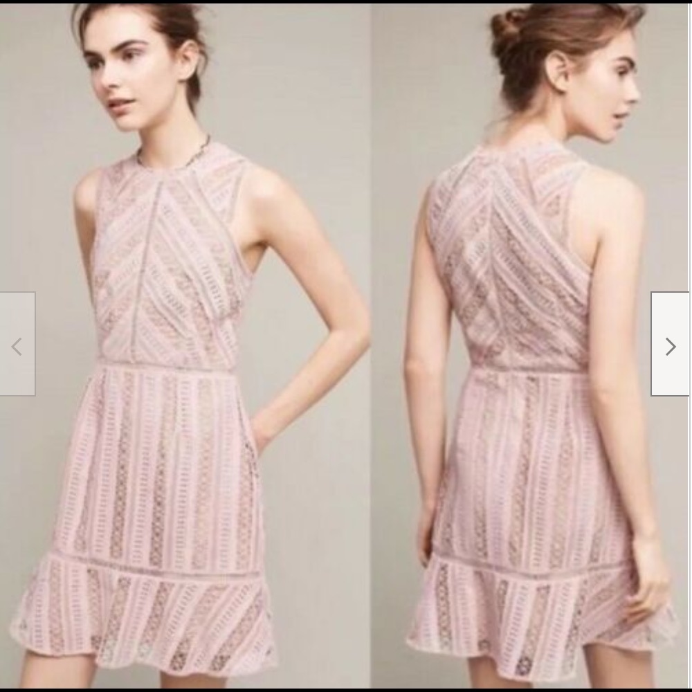 Anthropologie HD in Paris Pink Lace Dress SP NWT